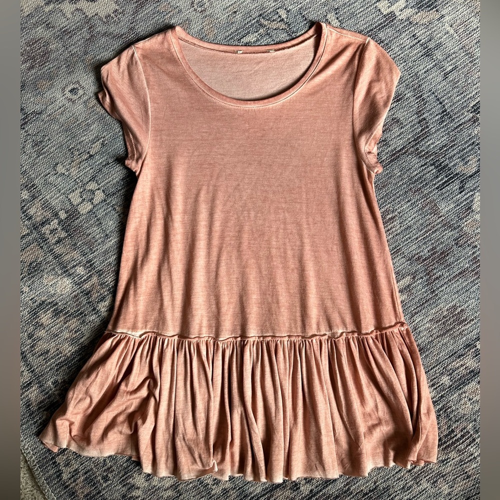 Women's Short Sleeve Peplum Top - Pink